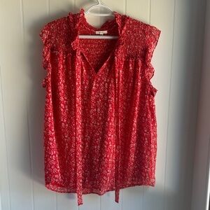 Pleione Red Floral Blouse